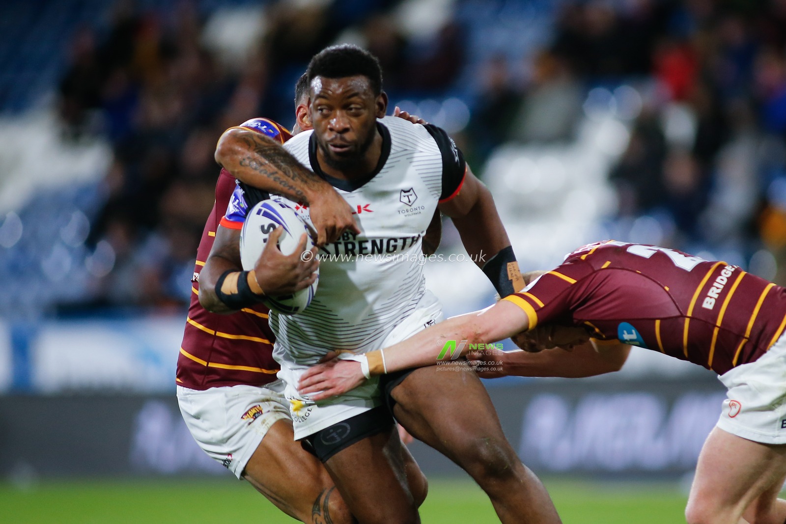 11th March 2020, John Smith's Stadium, Huddersfield, England; Coral Challenge Cup Round 5, Toronto Wolfpack v Huddersfield Giants : Gadwin Springer of Toronto Wolfpack on there attack against Huddersfield Giants.