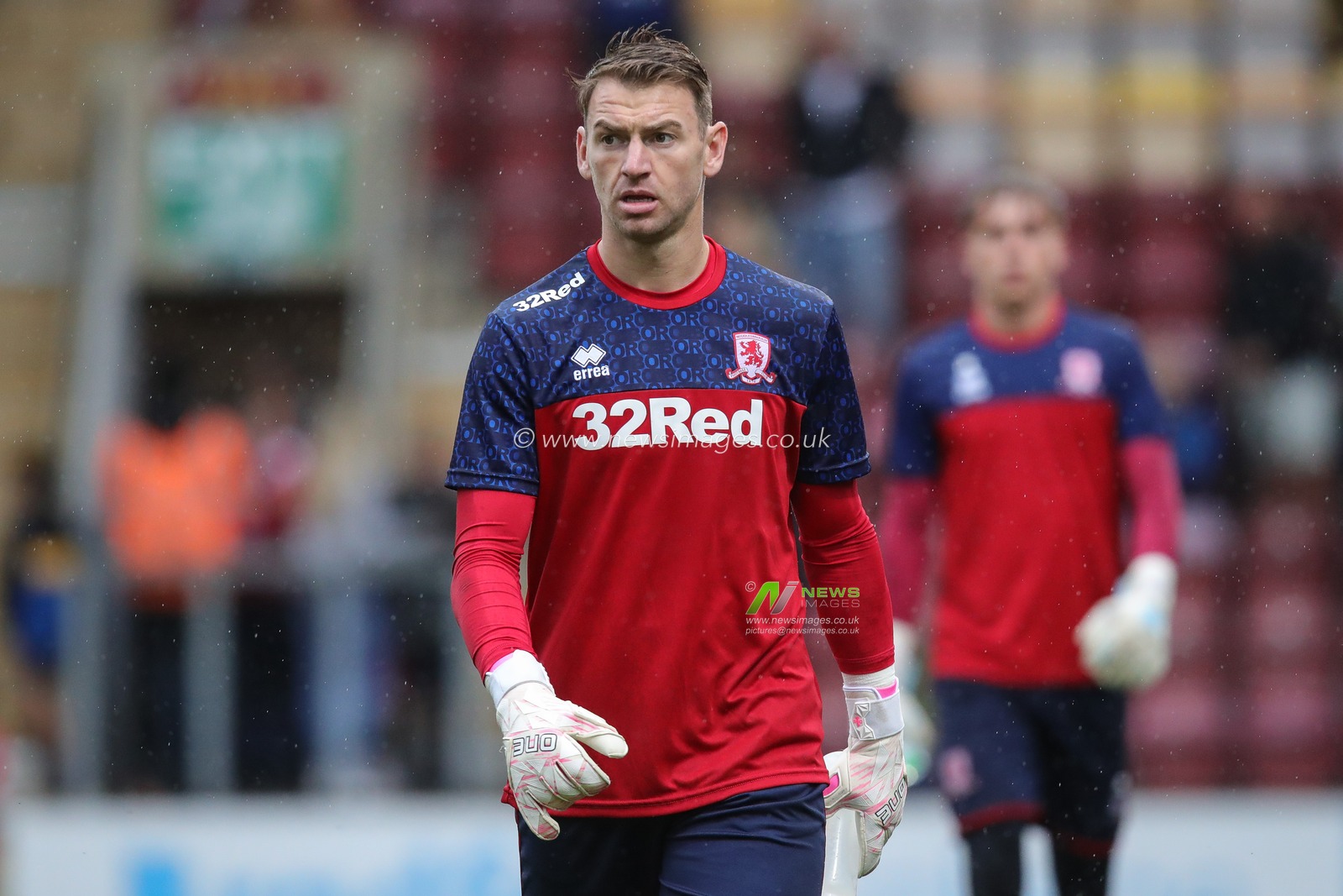 Jamie Jones of Middlesbrough during the pre match warm up ahead of the Pre-season friendly match Bradford City vs Middlesbrough at University of Bradford Stadium, Bradford, United Kingdom, 26th July 2023

(Photo by James Heaton/News Images)