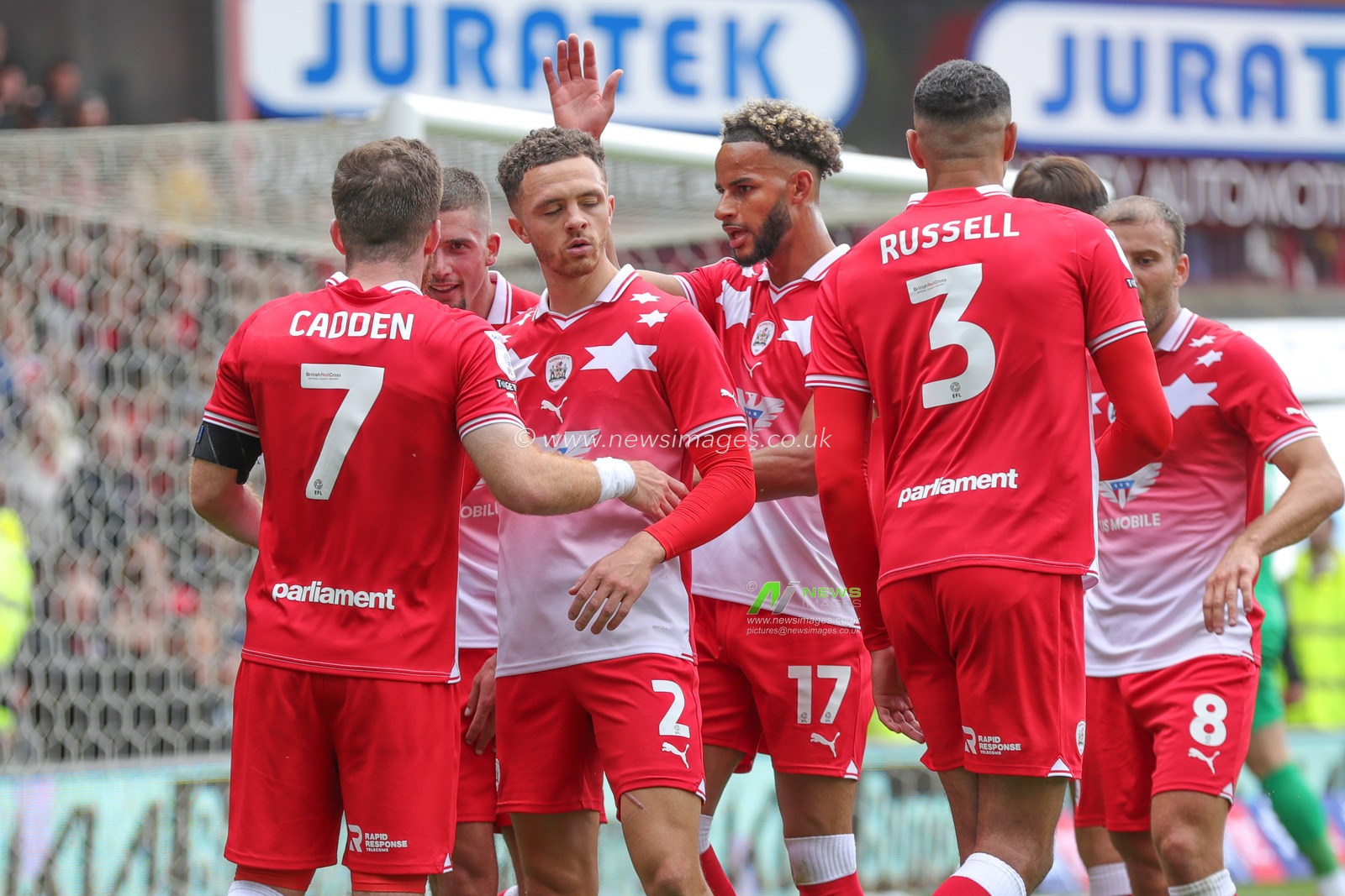 Nicky Cadden #7 of Barnsley celebrates his goal to make it 2-0 during the Sky Bet League 1 match Barnsley vs Port Vale at Oakwell, Barnsley, United Kingdom, 5th August 2023

(Photo by Mark Cosgrove/News Images)