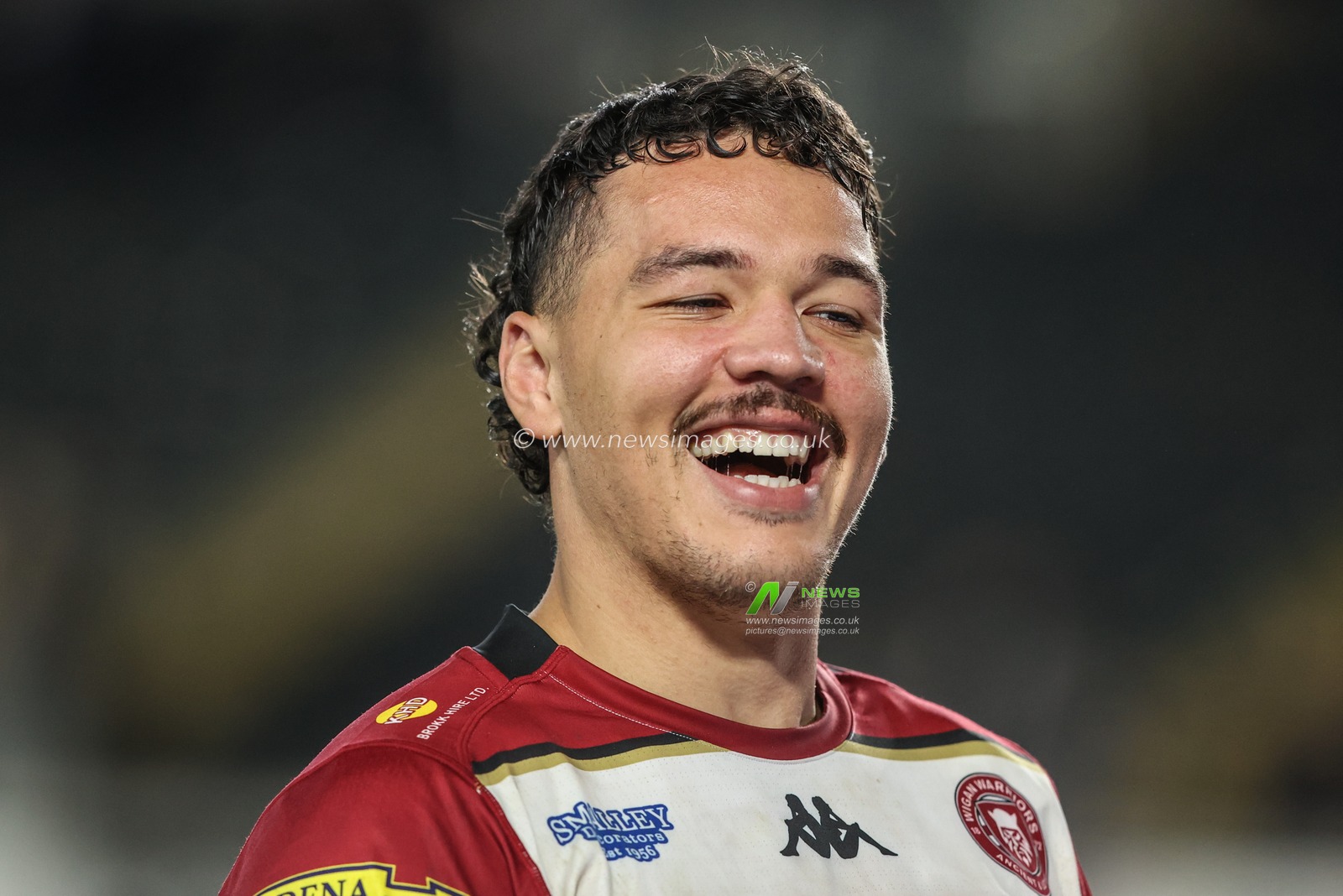 Tyler Dupree of Wigan Warriors celebrates during the Betfred Super League Round 2 match Hull FC vs Wigan Warriors at MKM Stadium, Hull, United Kingdom, 21st February 2025

(Photo by Alfie Cosgrove/News Images)