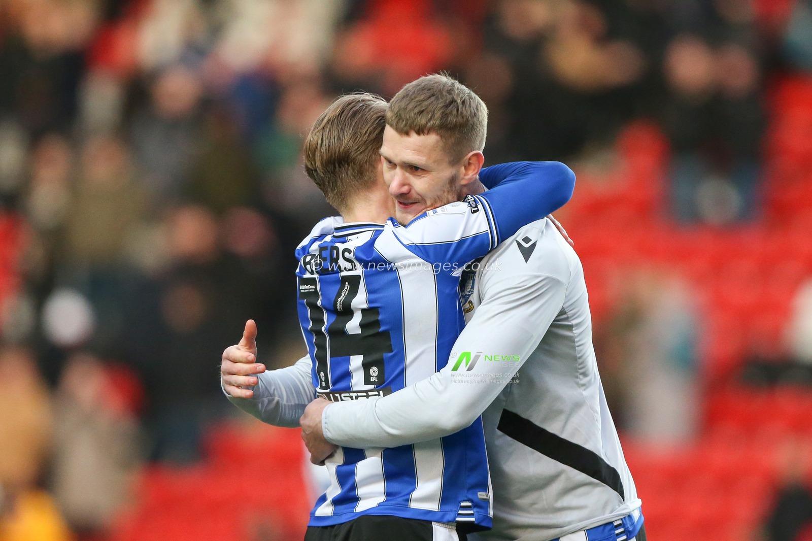 George Byers #14 of Sheffield Wednesday and Michael Smith #24 of Sheffield Wednesday celebrate at the final whistle during the Sky Bet League 1 match Charlton Athletic vs Sheffield Wednesday at The Valley, London, United Kingdom, 25th February 2023

(Photo by Arron Gent/News Images)