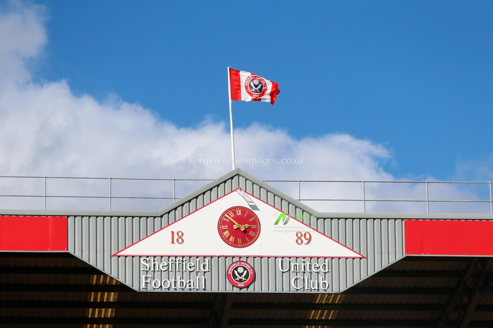 The Sheffield United club clock face inside Bramall Lane, Home ground of Sheffield Unitedduring the Sky Bet Championship match Sheffield United vs Birmingham City at Bramall Lane, Sheffield, United Kingdom, 1st October 2022

(Photo by Ben Early/News Images)
