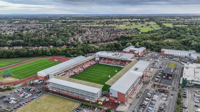 An aerial view of Leigh Sports Village ahead of the Betfred Super League round 25 match Leigh Leopards vs Castleford Tigers at Leigh Sports Village, Leigh, United Kingdom, 28th August 2025

(Photo by Alfie Cosgrove/News Images)