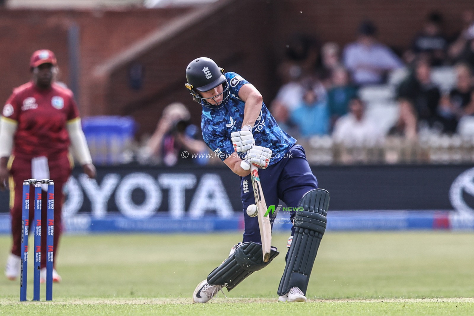 Nat Sciver-Brunt of England hits the ball for three runs during the Metro Bank One Day International match England Women vs West Indies Women at Derbyshire County Cricket Club, Derby, United Kingdom, 30th May 2025

(Photo by Alfie Cosgrove/News Images)