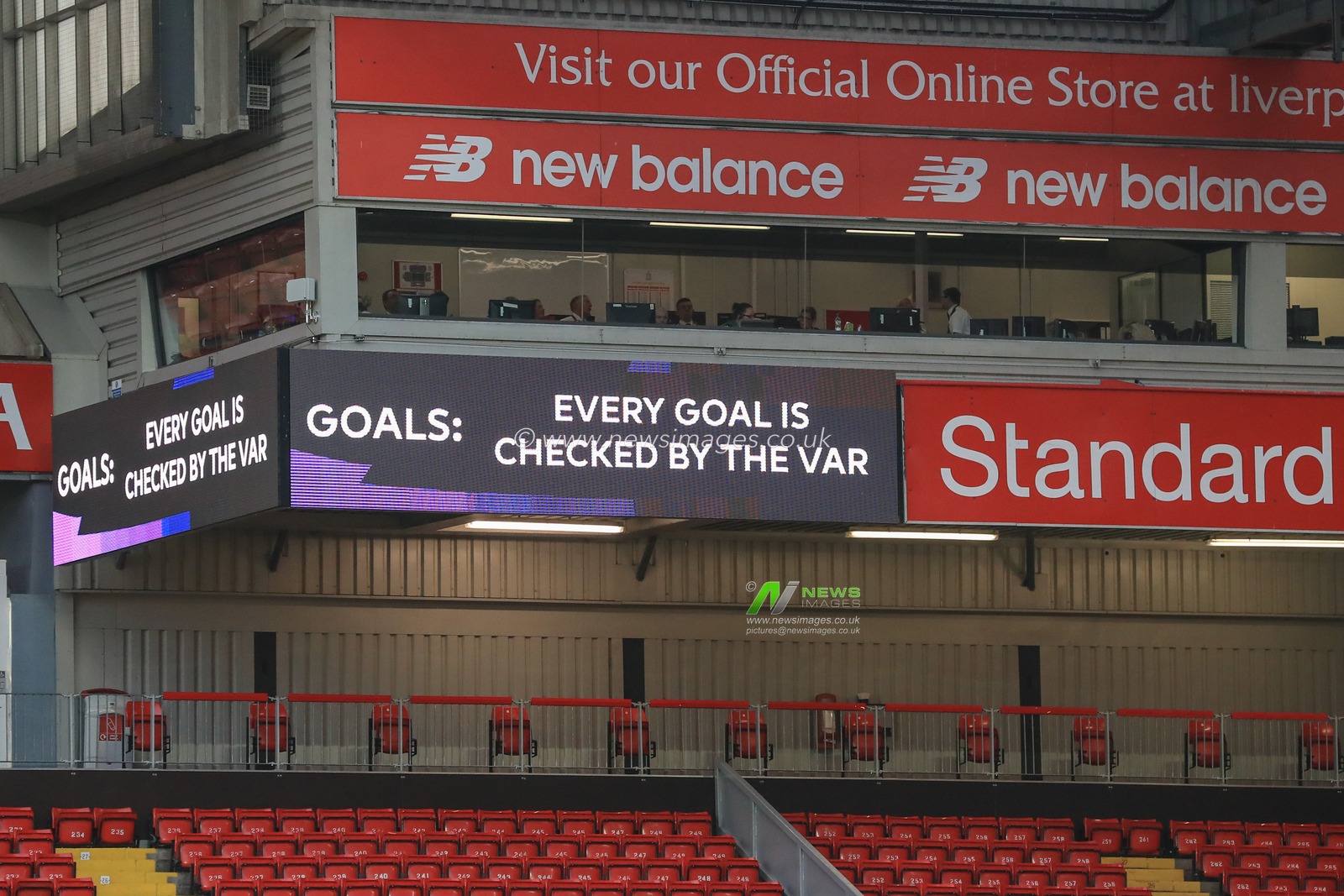 29th December 2019, Anfield, Liverpool, England; Premier League, Liverpool v Wolverhampton Wanderers : Anfield score board plays VAR notices to the fans ahead of kick-off

Credit: Mark Cosgrove/News Images