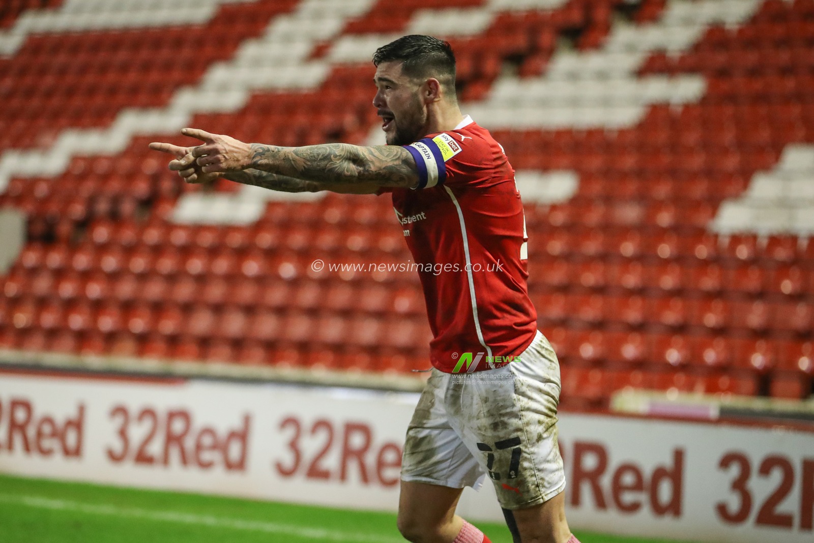 Alex Mowatt #27 of Barnsley celebrates his goal to make it 2-0