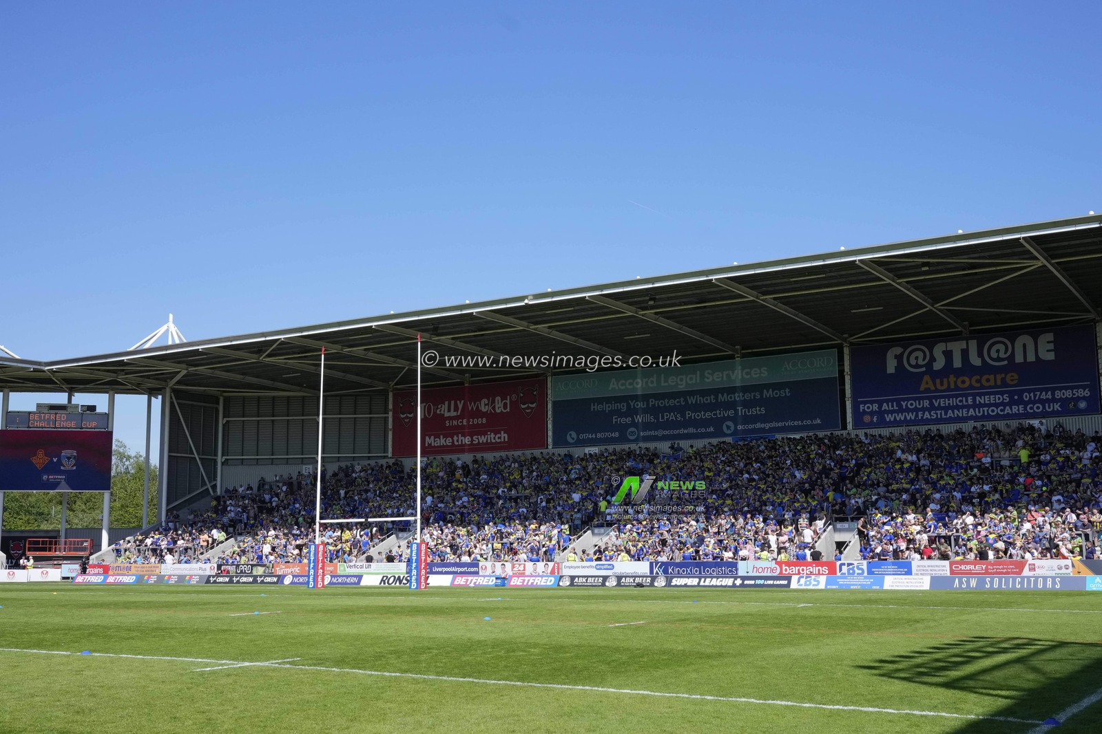 Warrington Wolves fans are out in force for the Betfred Challenge Cup Semi-Final match Huddersfield Giants vs Warrington Wolves at Totally Wicked Stadium, St Helens, United Kingdom, 19th May 2024

(Photo by Steve Flynn/News Images)