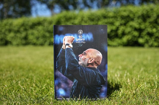 10 years with Pep is on the front cover of todays official match day program as Pep Guardiola manager of Manchester City takes charge for the last time of his tenure after being in charge for ten year during the Premier League match Manchester City vs Aston Villa at Etihad Stadium, Manchester, United Kingdom on 24 May 2026

(Photo by Mark Cosgrove/News Images)