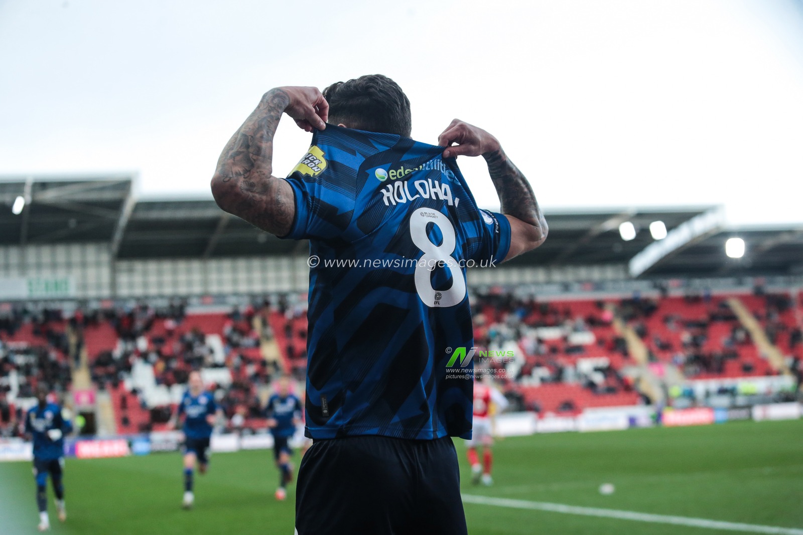 Gavan Holohan of Crawley Town celebrates his goal during the Sky Bet League 1 match Rotherham United vs Crawley Town at New York Stadium, Rotherham, United Kingdom, 29th March 2025

(Photo by Richard Bierton/News Images)