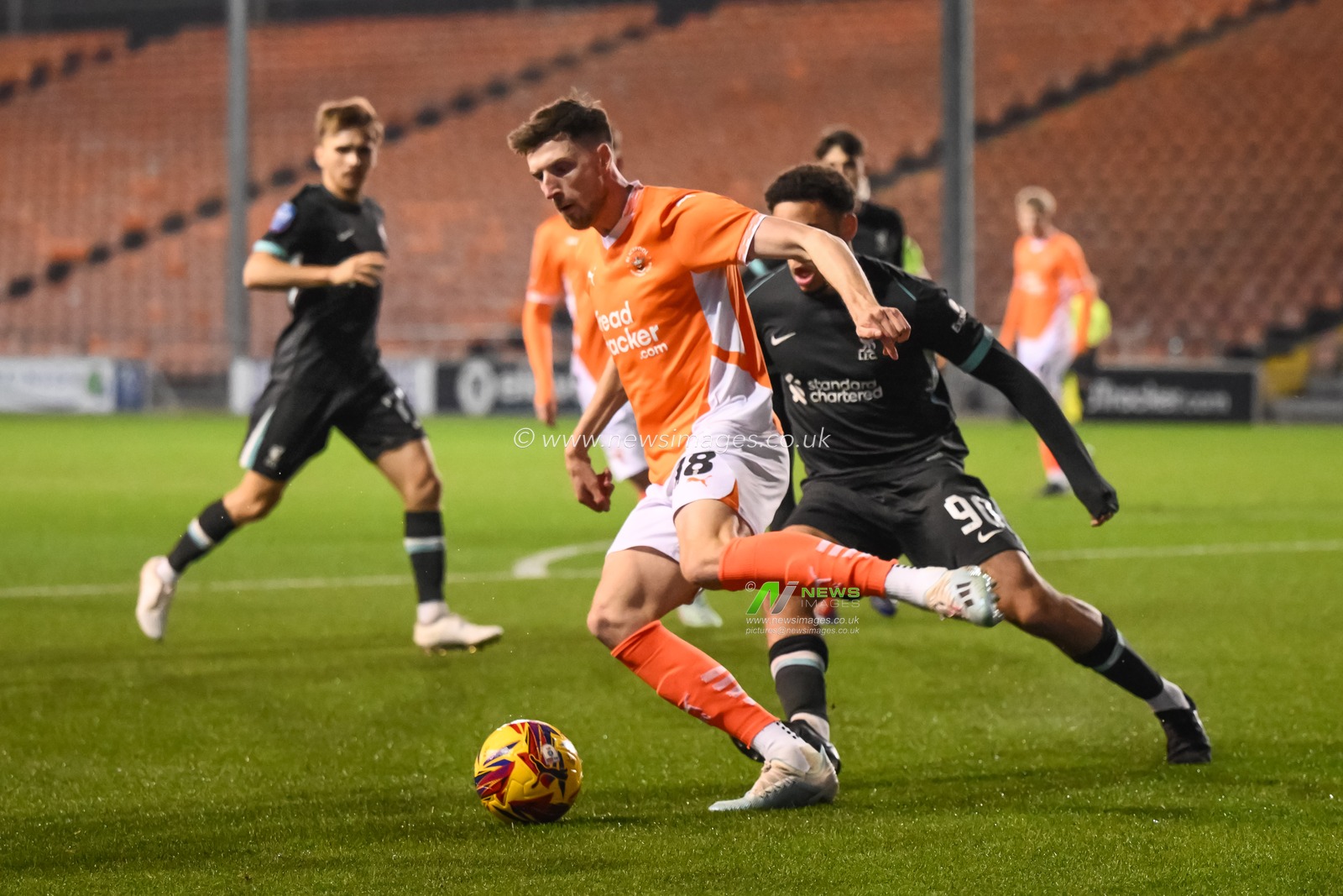 Jake Beesley of Blackpool in action during the Bristol Street Motors Trophy match Blackpool vs Liverpool U21 at Bloomfield Road, Blackpool, United Kingdom, 6th November 2024

(Photo by Craig Thomas/News Images)