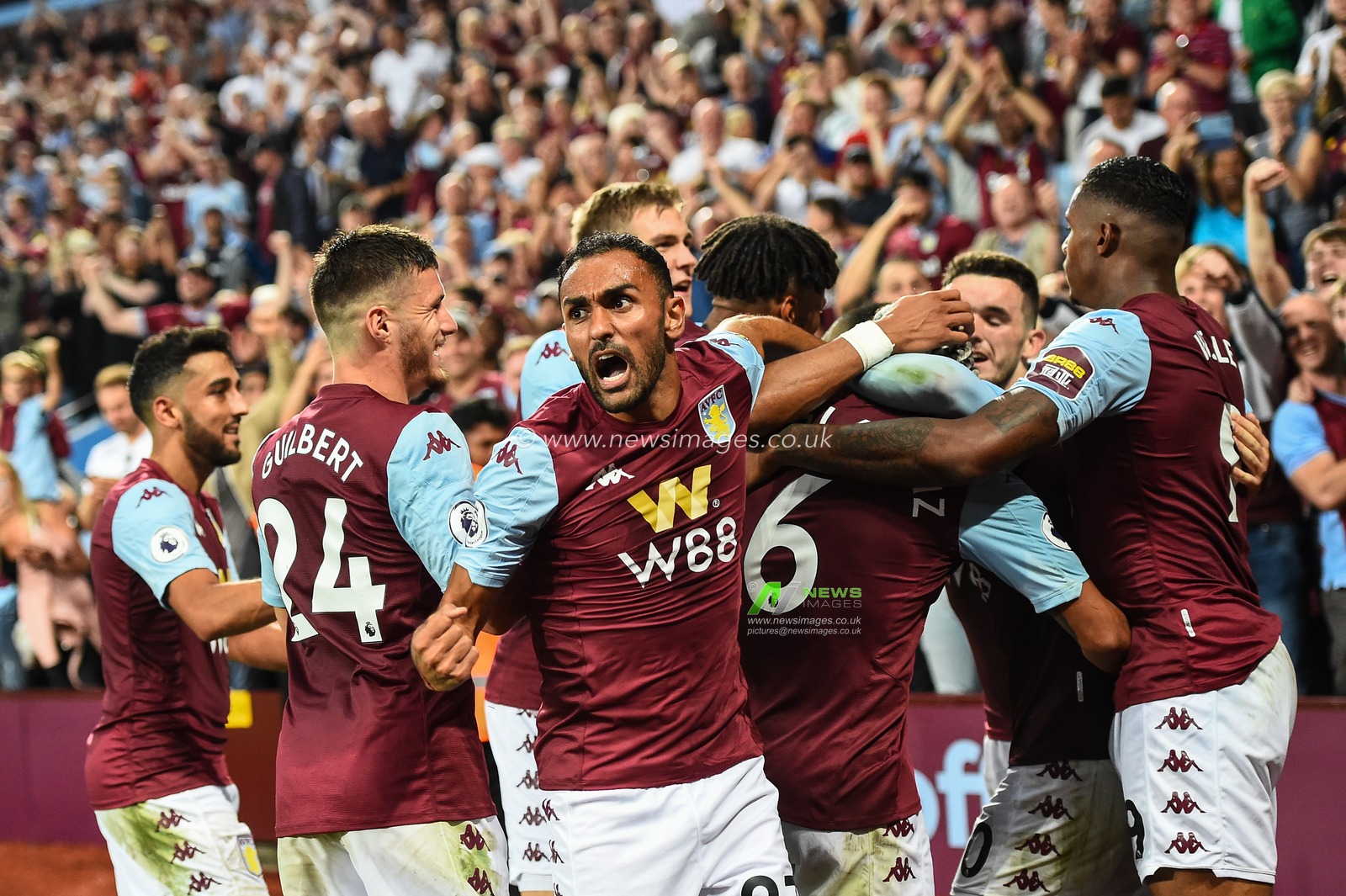 23rd August 2019, Villa Park, Birmingham, England ; Premier League Football, Aston Villa vs Everton ; Anwar El Ghazi (21) of Aston Villa celebrates his goal to make it 2-0

Credit: Gareth Dalley/News Images

English Football League images are subject to DataCo Licence