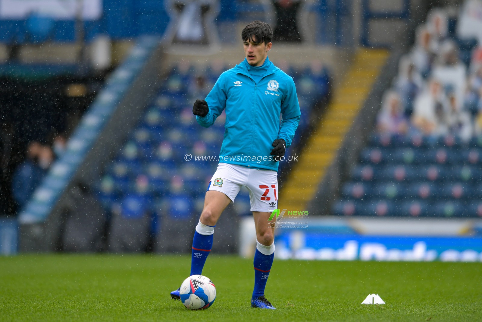 John Buckley #21 of Blackburn Rovers warming up before the game