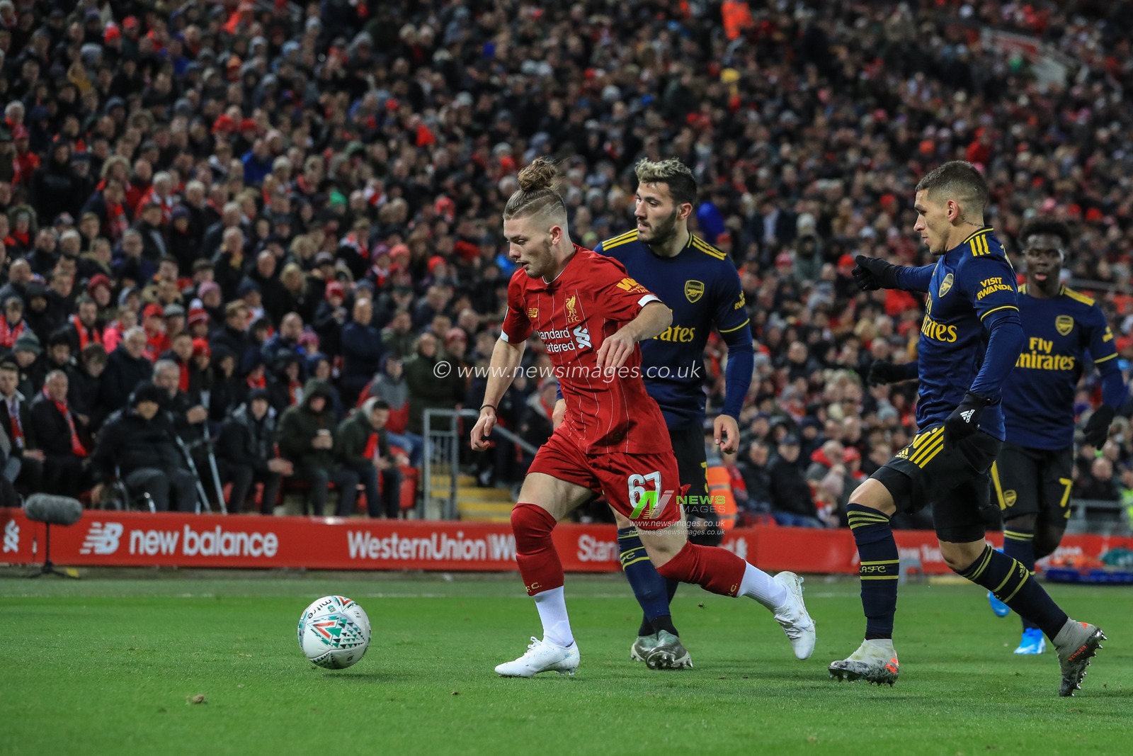 30th October 2019, Anfield, Liverpool, England; Carabao Cup, Liverpool v Arsenal : Harvey Elliott (67) of Liverpool in action during the game 


Credit: Mark Cosgrove/News Images