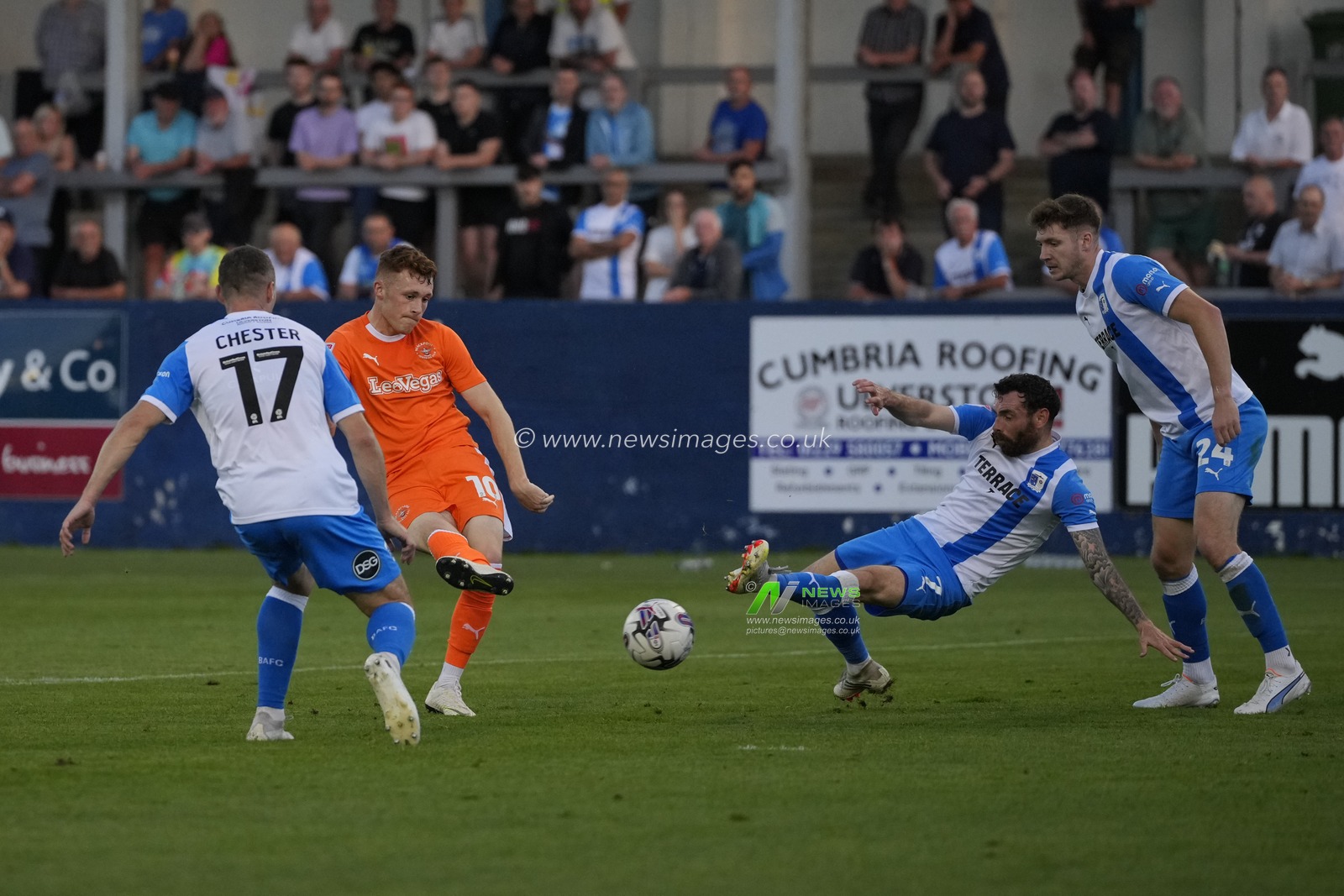Sonny Carey #10 of Blackpool scores a goal to make it 0-1 during the EFL Trophy match Barrow vs Blackpool at SO Legal Stadium, Barrow-in-Furness, United Kingdom, 5th September 2023

(Photo by Steve Flynn/News Images)