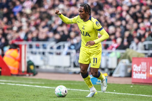 Mathys Tel of Tottenham Hotspur during the Premier League match Sunderland vs Tottenham Hotspur at Stadium Of Light, Sunderland, United Kingdom on 12 April 2026

(Photo by Alfie Cosgrove/News Images)