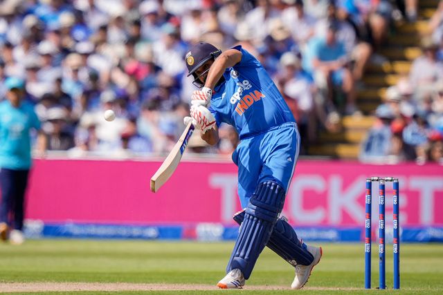 Rohit Sharma of India is out caught during the 1st Metro Bank ODI match England vs India at Edgbaston, Birmingham, United Kingdom on 14 July 2026

(Photo by Maynard Manyowa/News Images)