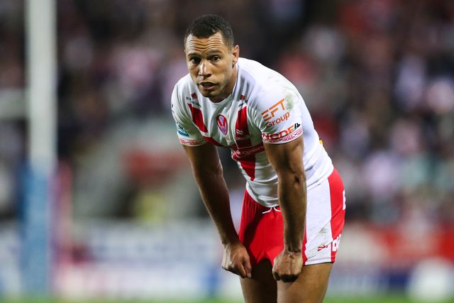 Moses Mbye of St. Helens during the Betfred Super League  Round 7 match St Helens vs Wakefield Trinity at Totally Wicked Stadium, St Helens, United Kingdom, 11th April 2025

(Photo by Gareth Evans/News Images)