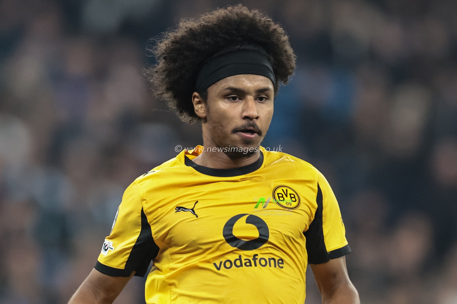 Karim Adeyemi of Borussia Dortmund during the UEFA Champions League Matchday 4 of 8 Manchester City vs Borussia Dortmund at the City of Manchester Stadium, Manchester, United Kingdom, 5th November 2025

(Photo by Mark Cosgrove/News Images)

*** GER AUT SUI OUT ***