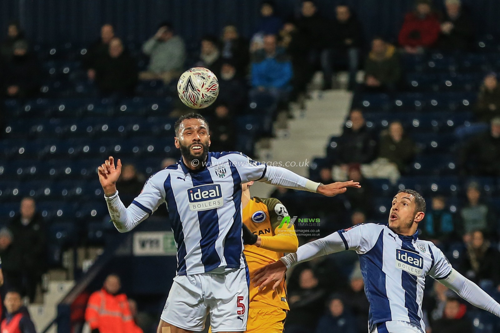 6th February 2019, The Hawthorns, West Bromwich, England; Emirates FA Cup, 4th Round replay, West Bromwich Albion vs Brighton ; Kyle Bartley (05) of West Brom heads the ball out for a corner 

Credit: Mark Cosgrove/News Images,

English Football League images are subject to DataCo Licence