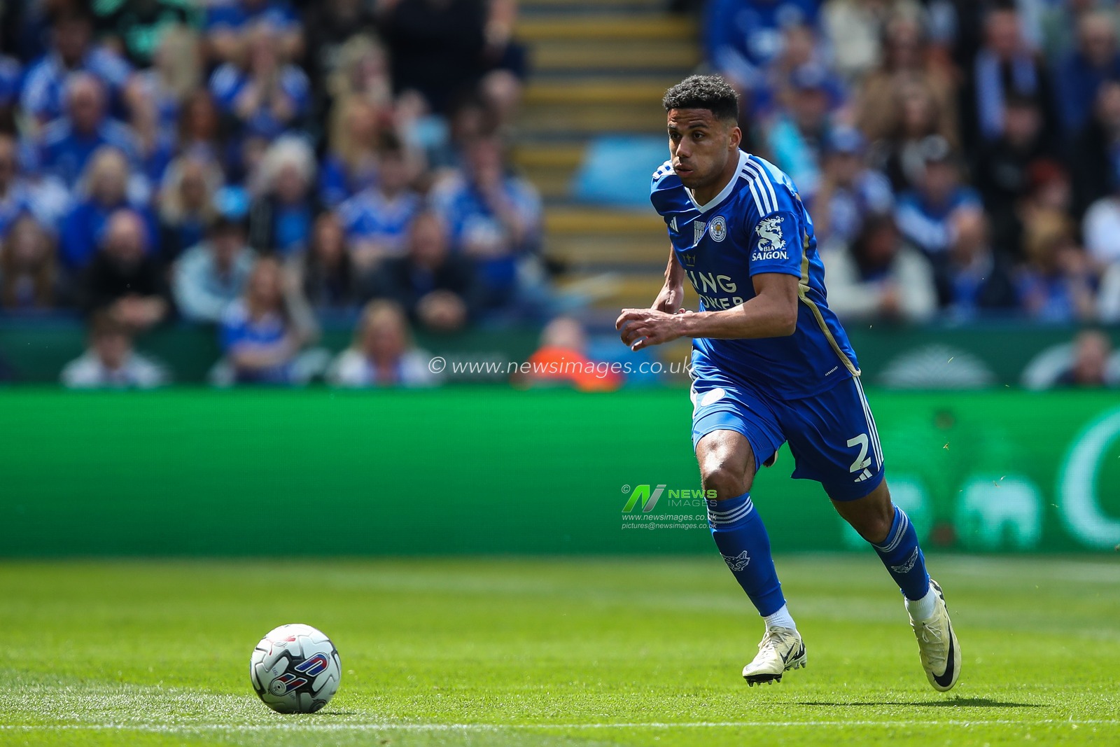 James Justin of Leicester City in action during the Sky Bet Championship match Leicester City vs Blackburn Rovers at King Power Stadium, Leicester, United Kingdom, 4th May 2024

(Photo by Gareth Evans/News Images)