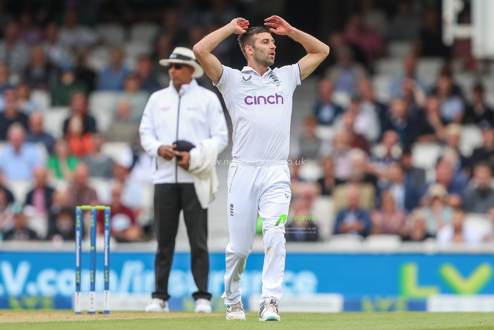 Mark Wood of England reacts during the LV= Insurance Ashes Fifth Test Series Day Two England v Australia at The Kia Oval, London, United Kingdom, 28th July 2023

(Photo by Gareth Evans/News Images)