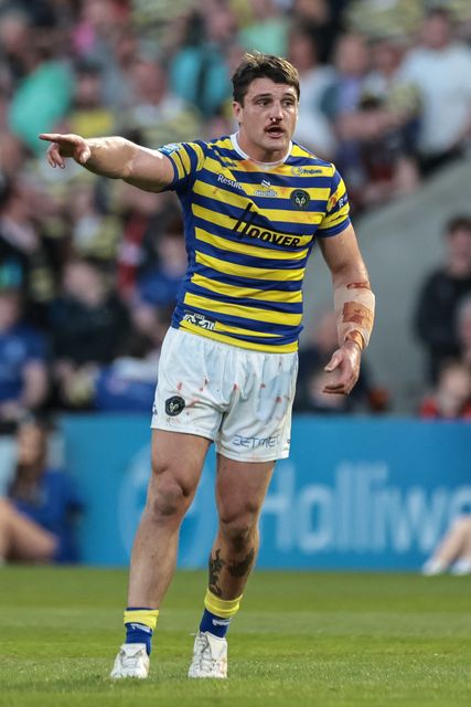 Liam Byrne of Warrington Wolves gives teams mates instructions during the Betfred Super League round 9 match Warrington Wolves vs Wigan Warriors at The Halliwell Jones Stadium, Warrington, United Kingdom on 24 April 2026

(Photo by Mark Cosgrove/News Images)