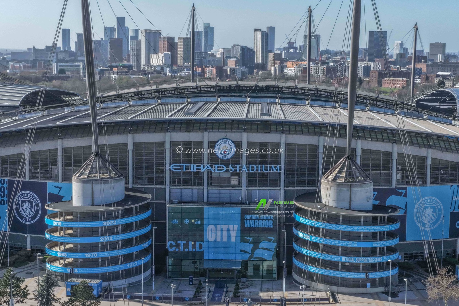 An aerial view of The City of Manchester Stadium during the UEFA Champions League last 16 second leg match Manchester City vs Real Madrid at The City of Manchester Stadium, Manchester, United Kingdom on 17 March 2026

(Photo by Mark Cosgrove/News Images)