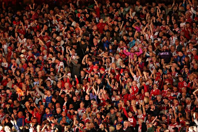 Hull KR fans during the Betfred Super League round 27 match Hull KR vs Warrington Wolves at Sewell Group Craven Park, Kingston upon Hull, United Kingdom, 18th September 2025(Photo by Sam Eaden/News Images)