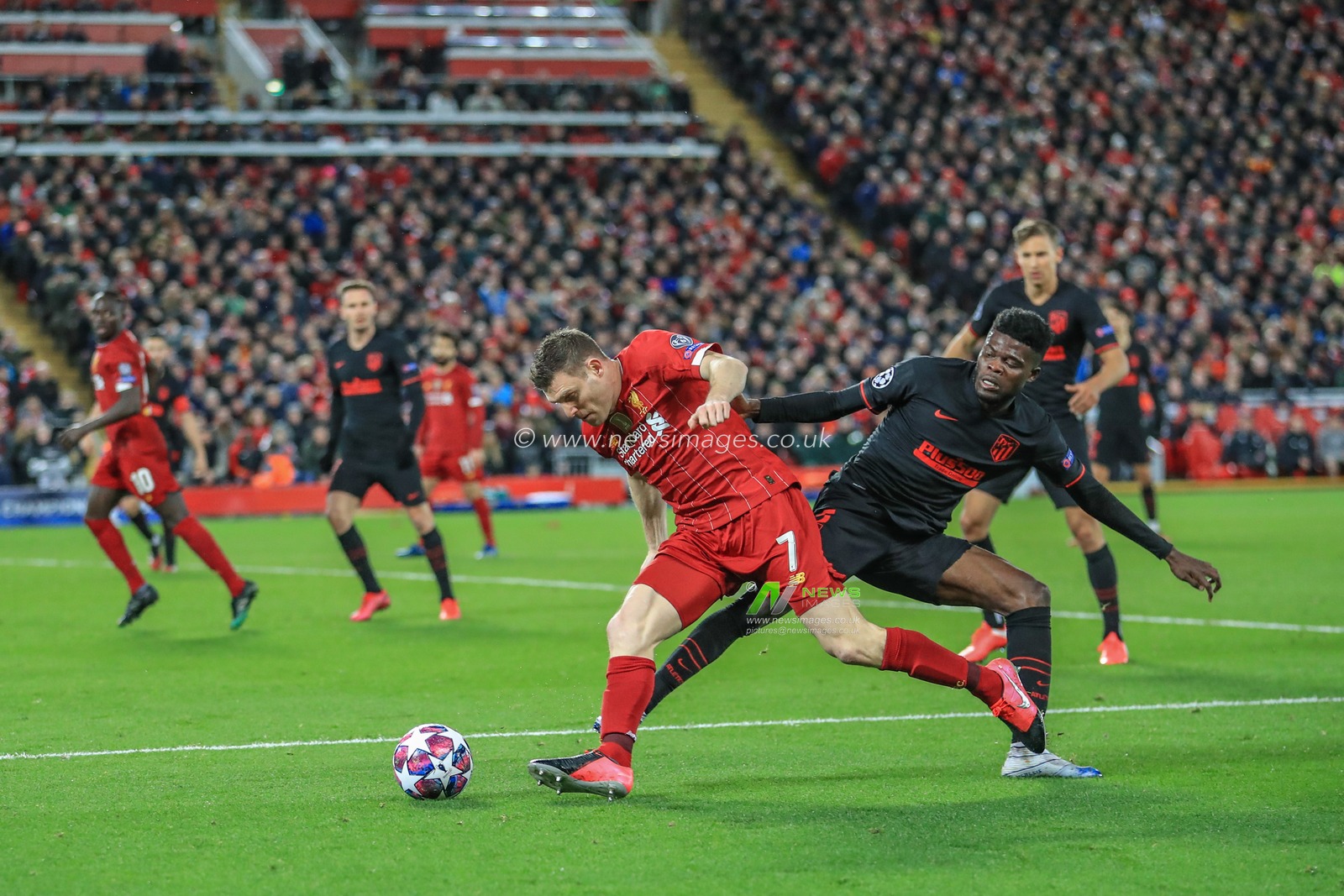 11th March 2020, Anfield, Liverpool, England; UEFA Champions League, Round of 16 Leg 2 of 2, Liverpool v Atletico Madrid : James Milner (7) of Liverpool in action during the game