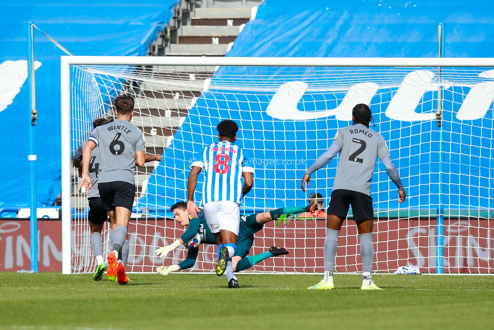 Lee Nicholls #21 of Huddersfield Town saves a penalty during the Sky Bet Championship match Huddersfield Town vs Cardiff City at John Smith's Stadium, Huddersfield, United Kingdom, 17th September 2022

(Photo by Ben Early/News Images)