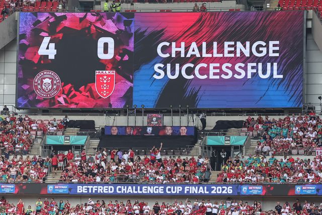 Wigan captains challenge, successful during the Betfred Challenge Cup Final match Wigan Warriors vs Hull KR at Wembley Stadium, London, United Kingdom on 30 May 2026

(Photo by Mark Cosgrove/News Images)