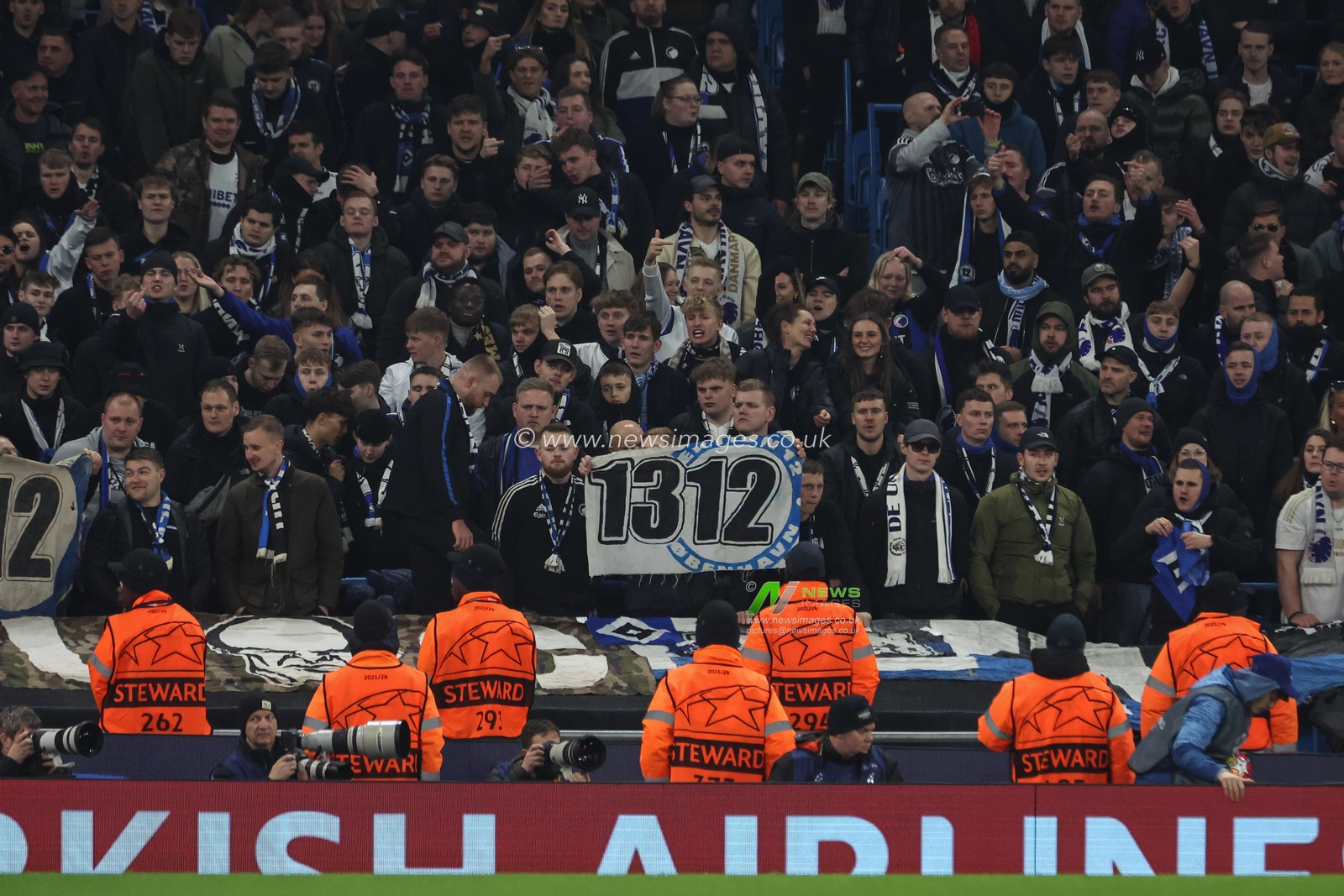 F.C. Copenhagen fans during the UEFA Champions League match Manchester City vs F.C. Copenhagen at Etihad Stadium, Manchester, United Kingdom, 6th March 2024

(Photo by Mark Cosgrove/News Images)