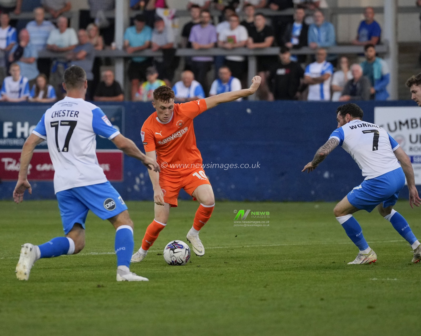 Sonny Carey #10 of Blackpool sets to shoot at goal during the EFL Trophy match Barrow vs Blackpool at SO Legal Stadium, Barrow-in-Furness, United Kingdom, 5th September 2023

(Photo by Steve Flynn/News Images)