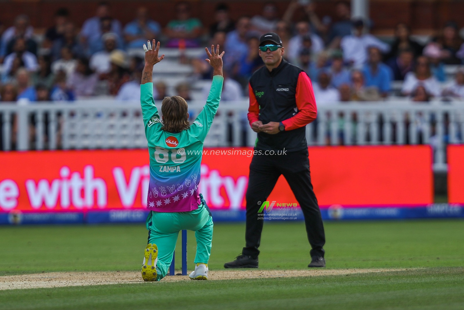 Adam Zampa of Oval Invincibles appeals for a wicket during the The Hundred match London Spirit Men vs Oval Invincibles at Lords, London, United Kingdom, 4th August 2024

(Photo by Izzy Poles/News Images)