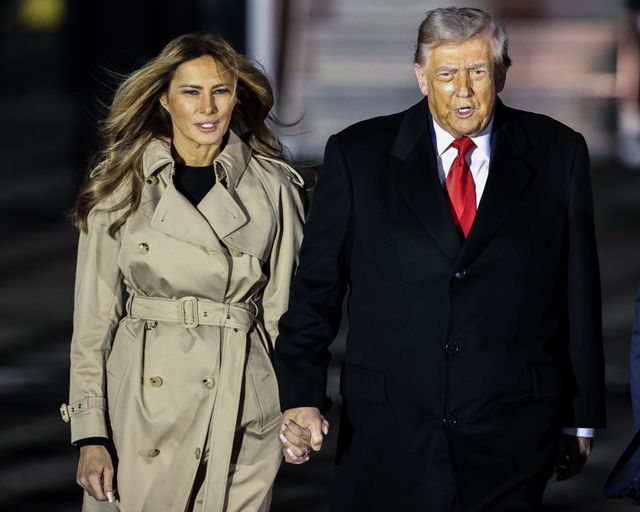 President Donald Trump and First Lady Melania Trump depart the Air Force one during the US President Donald Trump's state visit to the United Kingdom at London Stansted Airport, Stansted, United Kingdom, 16th September 2025

(Photo by Alfie Cosgrove/News Images)