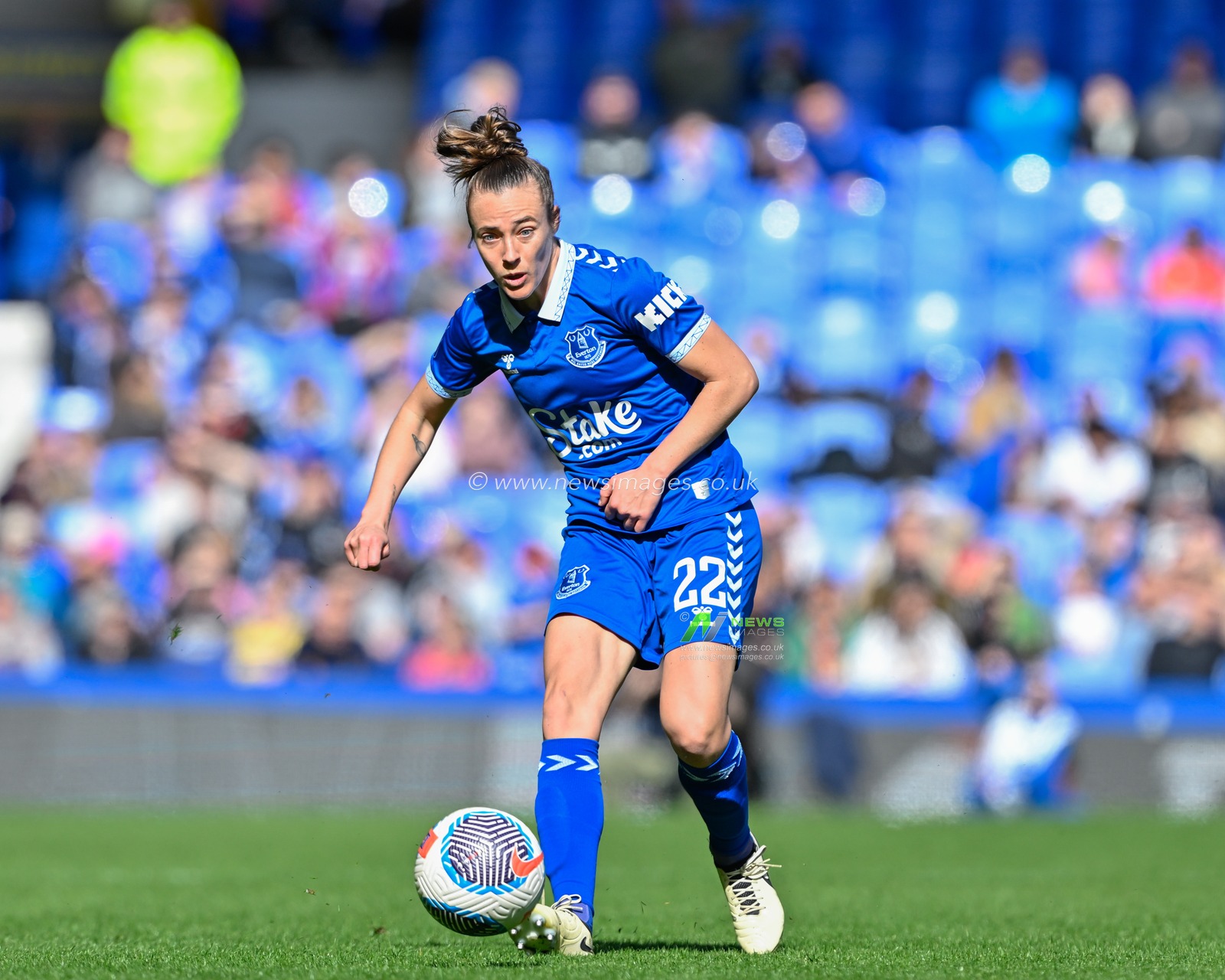 Aurora Galli of Everton Women passes the ball, during The FA Women's Super League match Everton Women vs Liverpool Women at Goodison Park, Liverpool, United Kingdom, 24th March 2024

(Photo by Cody Froggatt/News Images)