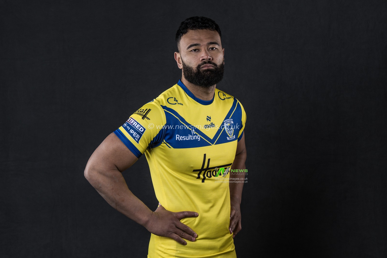 Zane Musgrove in the Home kit during the Warrington Wolves Team media day at Warrington wolves training centre, Warrington, United Kingdom, 16th January 2025

(Photo by Craig Thomas/News Images)