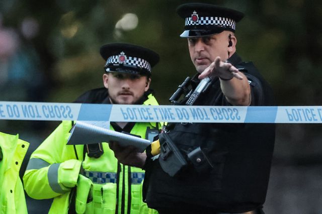 Police officers take notes during the Manchester synagogue terror attack day 2 at Heaton Park Shul, Manchester, United Kingdom, 3rd October 2025

(Photo by Mark Cosgrove/News Images)