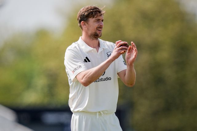 Craig Miles prepares to bowl during the County Championship Division Two Derbyshire v Gloucestershire at The Central Co-Op County Ground, Derby, United Kingdom on 26 April 2026

(Photo by Maynard Manyowa/News Images)