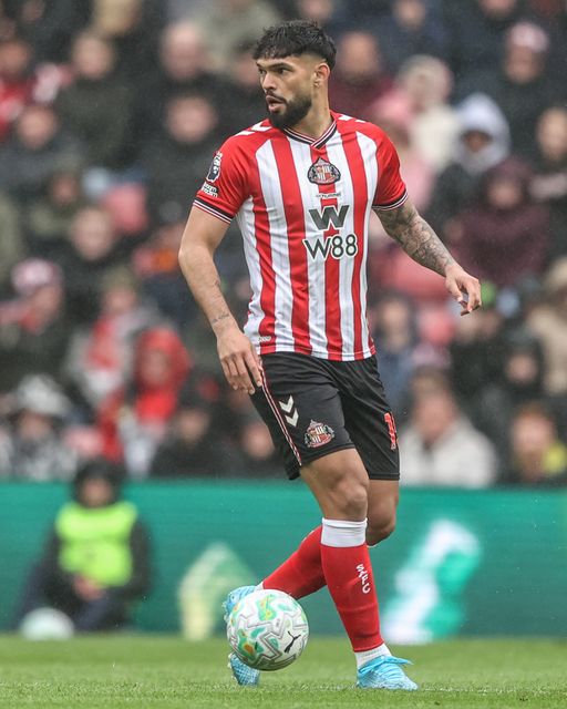 Omar Alderete of Sunderland during the Premier League match Sunderland vs Manchester United at Stadium Of Light, Sunderland, United Kingdom on 09 May 2026

(Photo by Alfie Cosgrove/News Images)