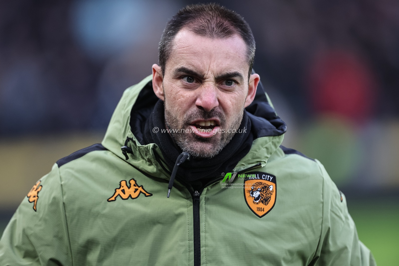 RubÃ©n SellÃ©s manager of Hull City looks on during the Sky Bet Championship match Hull City vs Leeds United at MKM Stadium, Hull, United Kingdom, 4th January 2025

(Photo by Mark Cosgrove/News Images)