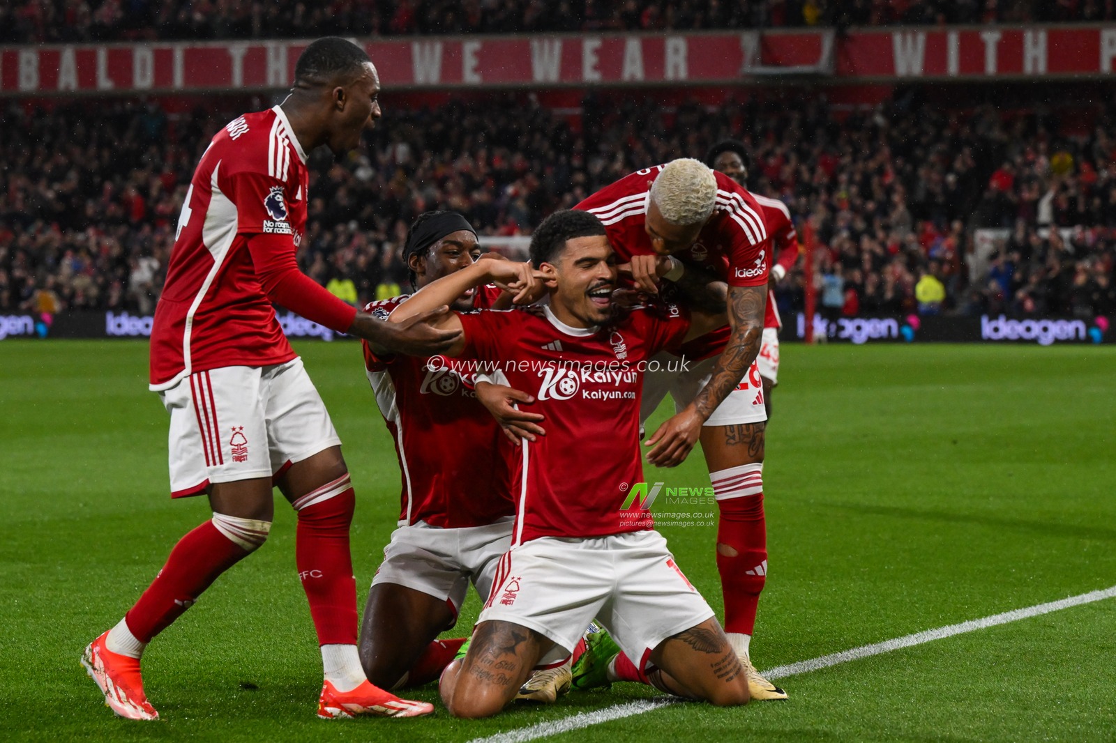 Morgan Gibbs-White of Nottingham Forest celebrates his goal to make it  3-0 during the Premier League match Nottingham Forest vs Fulham at City Ground, Nottingham, United Kingdom, 2nd April 2024

(Photo by Craig Thomas/News Images)