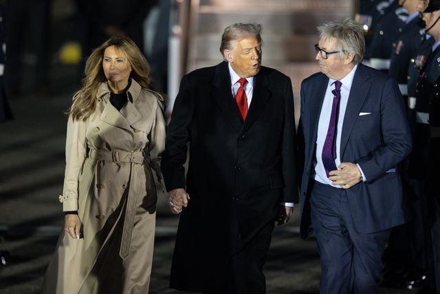 President Donald Trump and First Lady Melania Trump depart the Air Force one during the US President Donald Trump's state visit to the United Kingdom at London Stansted Airport, Stansted, United Kingdom, 16th September 2025

(Photo by Alfie Cosgrove/News Images)