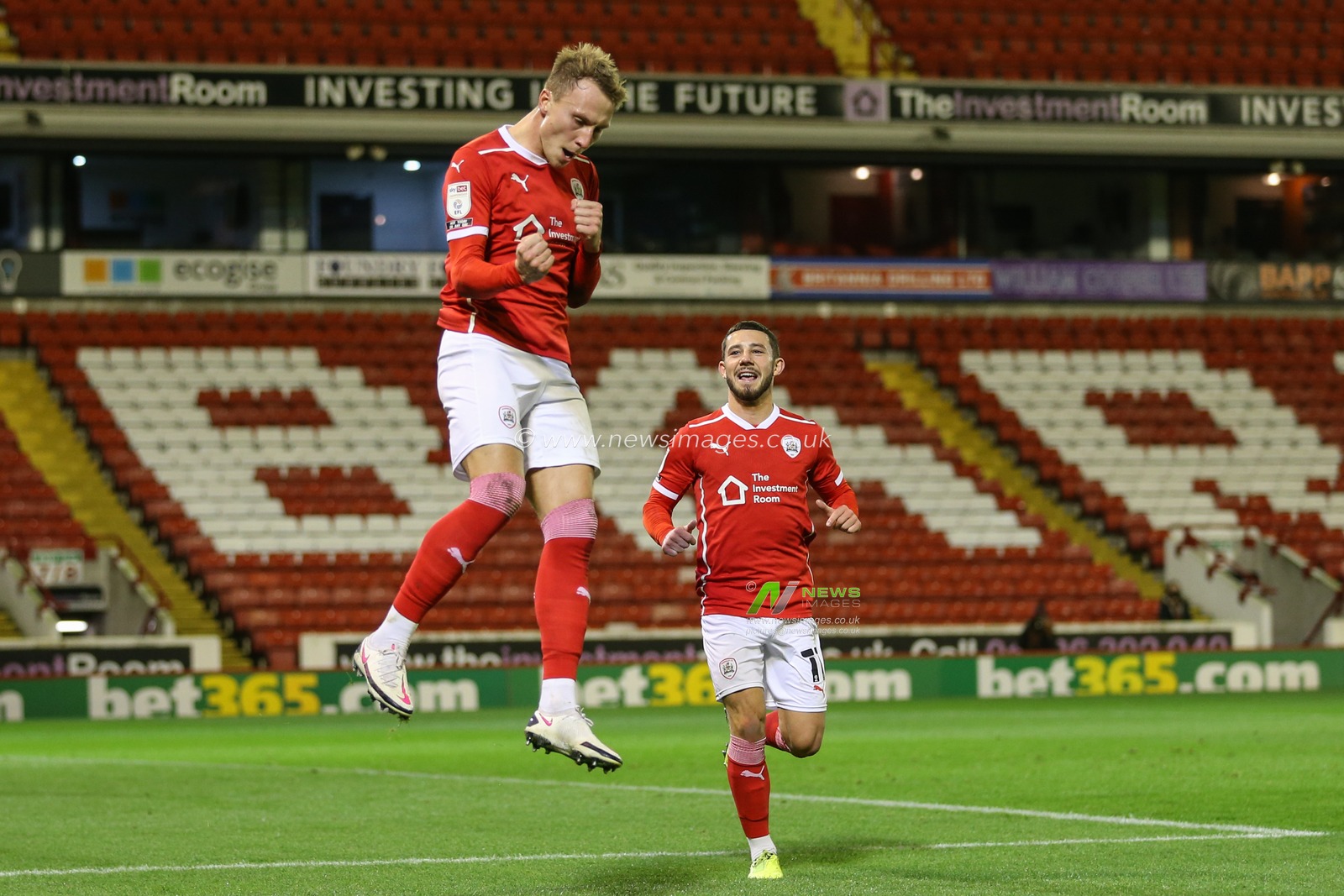 CELEBRATION Cauley Woodrow (9) of Barnsley celebrates his goal to make it 1-0