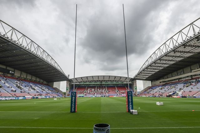 A general view of The Brick Community Stadium during the Betfred Super League Round 19 match Wigan Warriors vs Hull FC at The Brick Community Stadium, Wigan, United Kingdom, 19th July 2025

(Photo by Alfie Cosgrove/News Images)