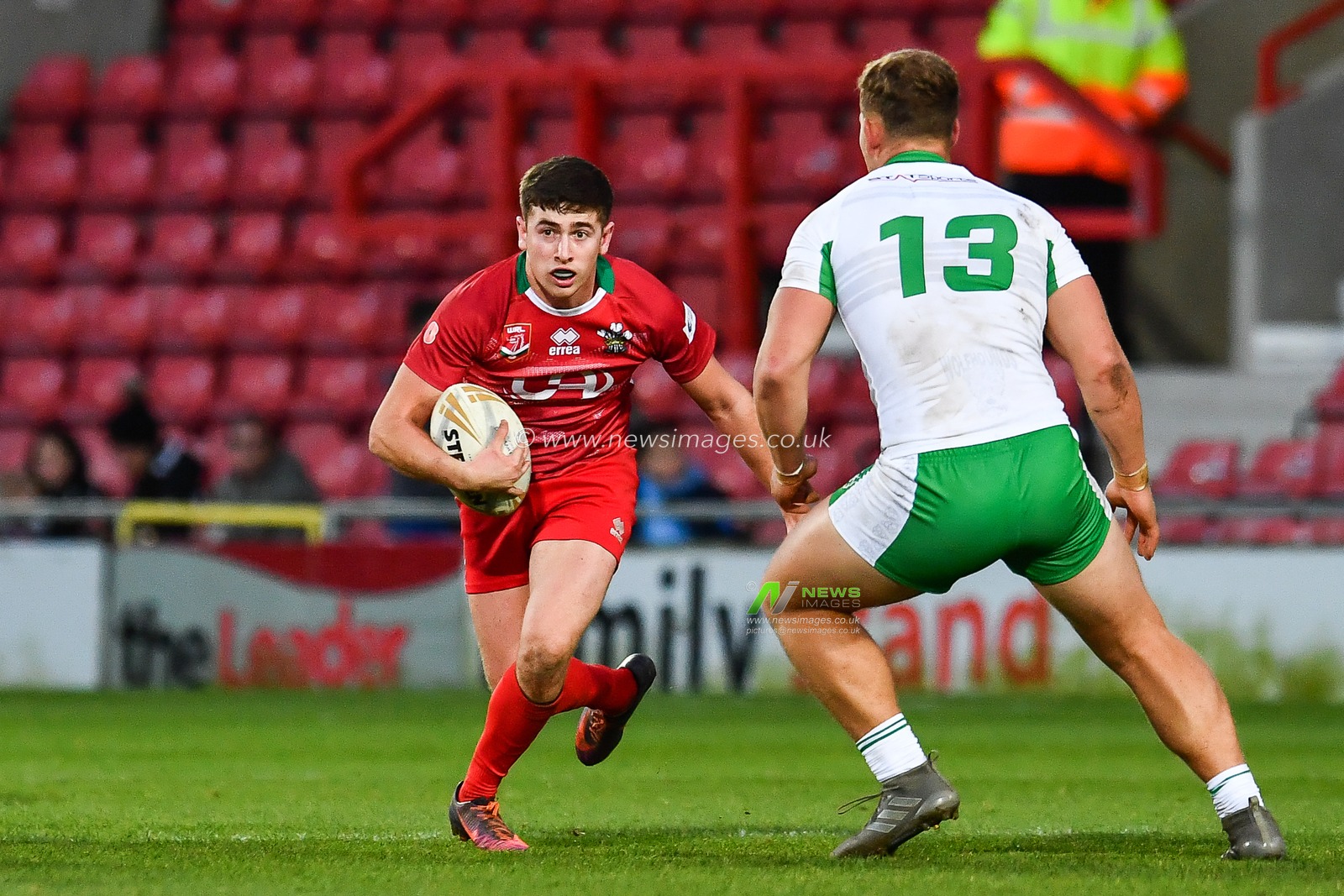 11th November 2018 , Racecourse Ground,  Wrexham, Wales ;  Rugby League World Cup Qualifier,Wales v Ireland ; Elliott Jenkins of Wales in action


Credit:   Craig Thomas/News Images