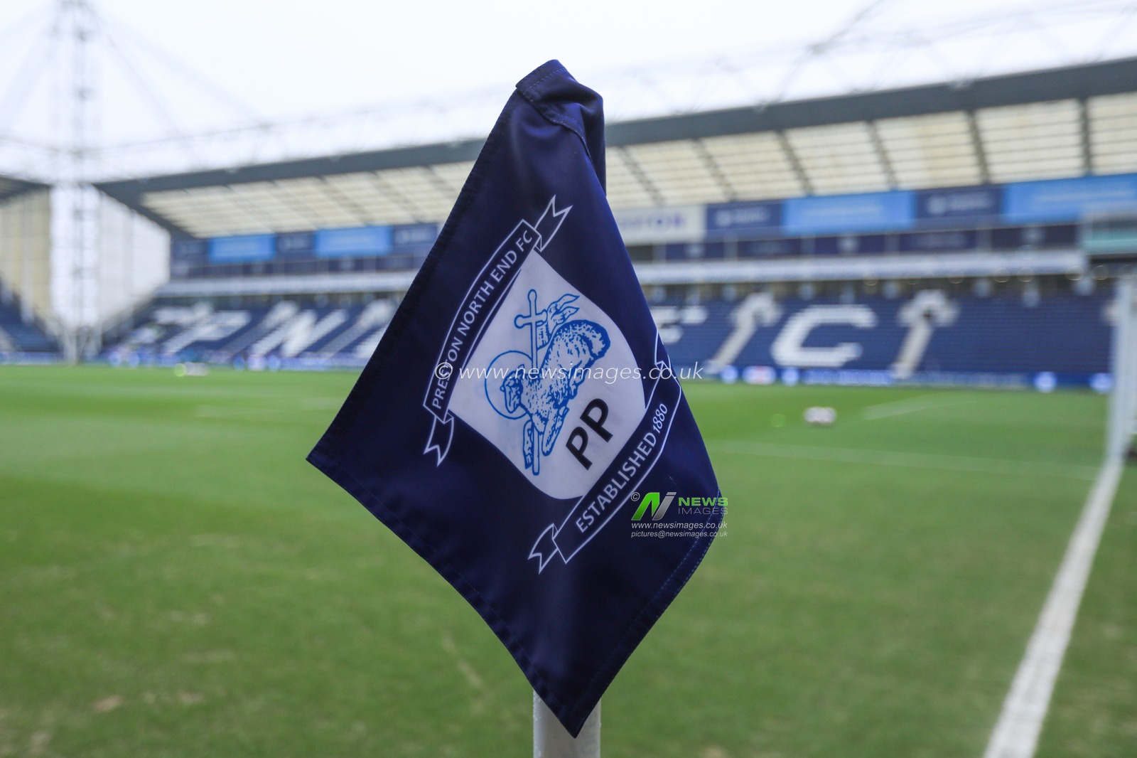 A general view of the Deepdale stadium and corner flag ahead of the Sky Bet Championship match Preston North End vs Burnley at Deepdale, Preston, United Kingdom, 15th February 2025

(Photo by Jorge Horsted/News Images)