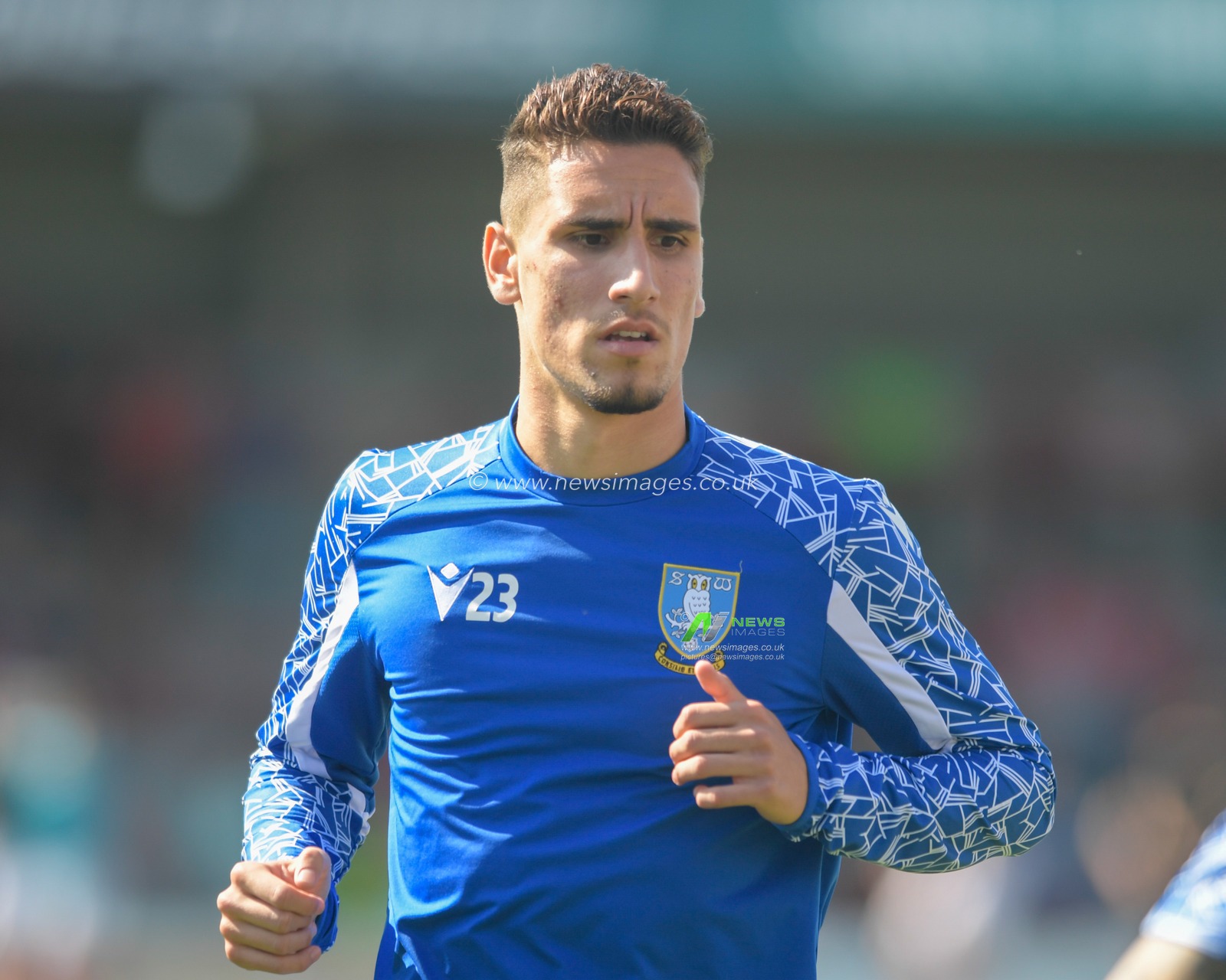 Theo Corbeanu #23 of Sheffield Wednesday warming up before the game