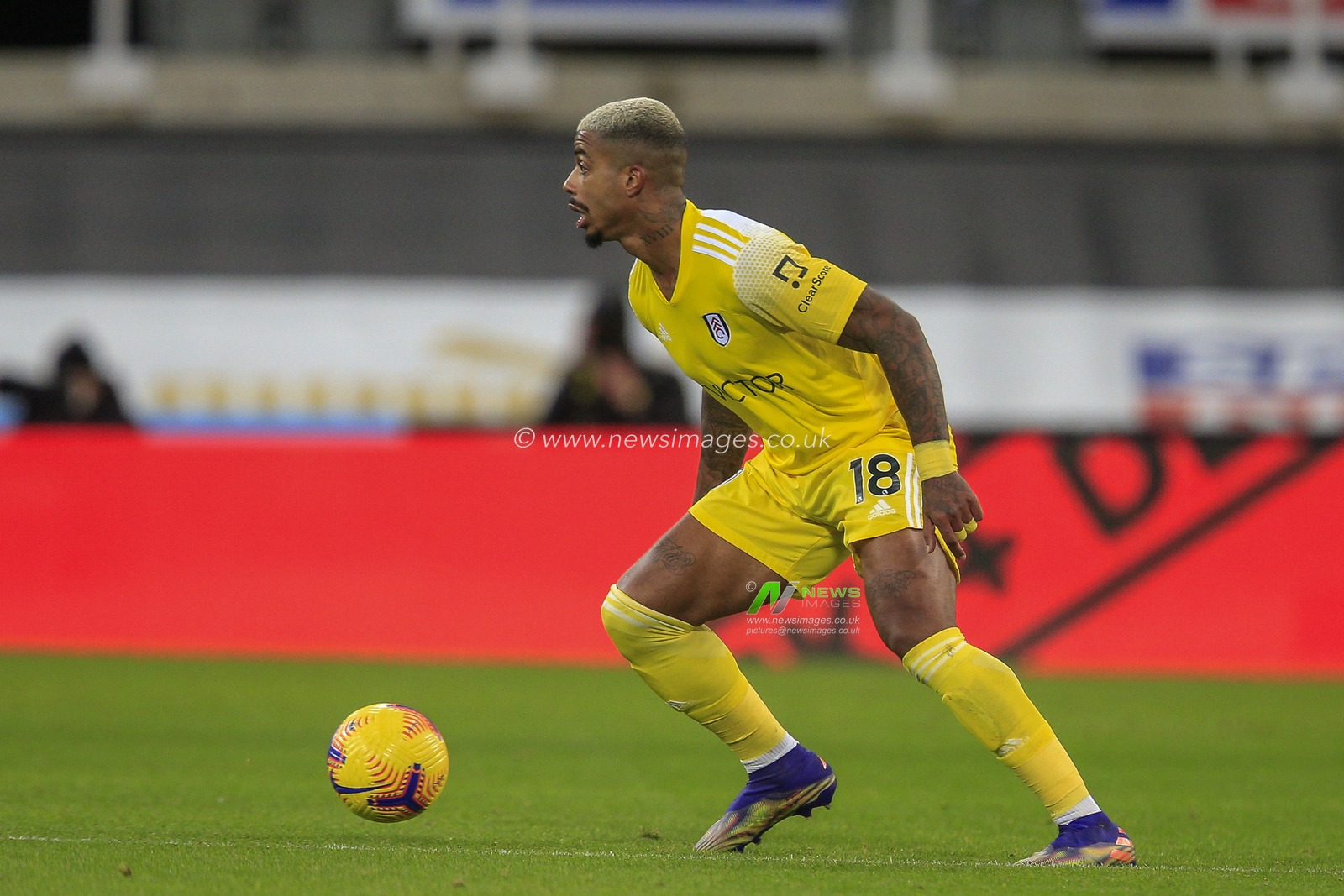 Mario Lemina #18 of Fulham in possession of the ball