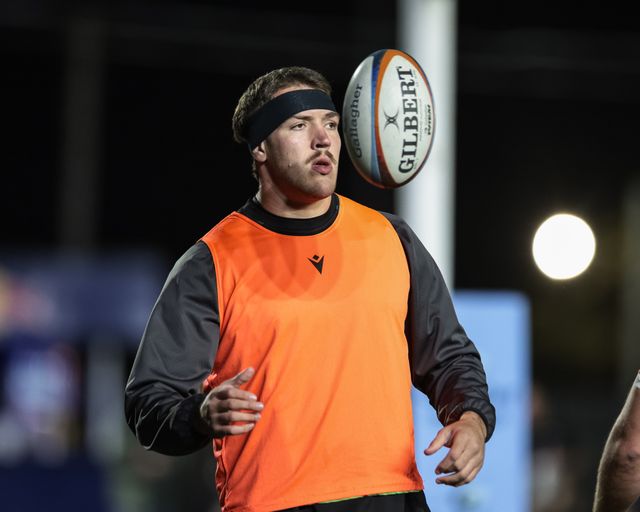 Tom Lockett Northampton Saints in the pre-game warm up during the Gallagher Premiership match Newcastle Red Bulls vs Northampton Saints at Kingston Park, Newcastle, United Kingdom, 17th October 2025

(Photo by Mark Cosgrove/News Images)